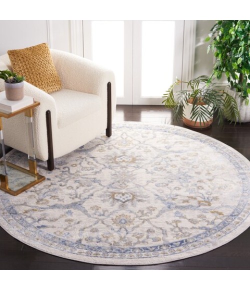 Safavieh Palma Beige / Light Blue PAM336 3 ft. X 3 ft. Round Rug