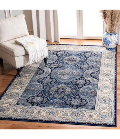 Safavieh Persian Garden Vintage Navy / Ivory Rug PGV611 5 ft. 1 in. X 7 ft. 7 in. Rectangle - Rugs Town Safavieh Persian Garden Vintage Navy / Ivory PGV611 5 ft. 1 in. X 7 ft. 7 in. Rectangle Rug