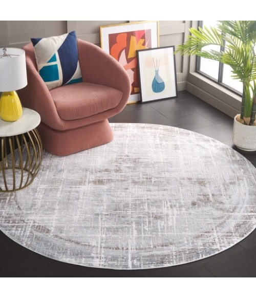 Safavieh Platinum Grey / Dark Grey PLA550 6 ft. 7 in. X 6 ft. 7 in. Round Rug