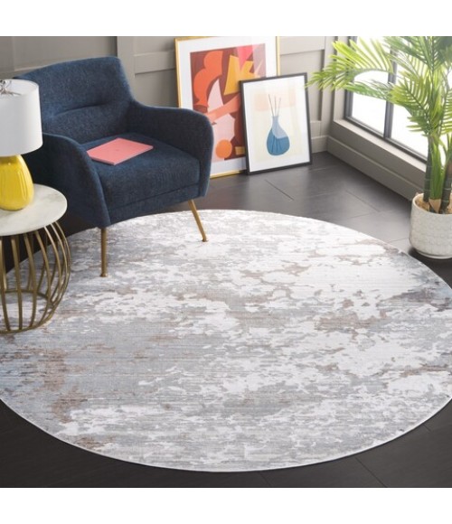 Safavieh Platinum Grey / Ivory PLA552 6 ft. 7 in. X 6 ft. 7 in. Round Rug