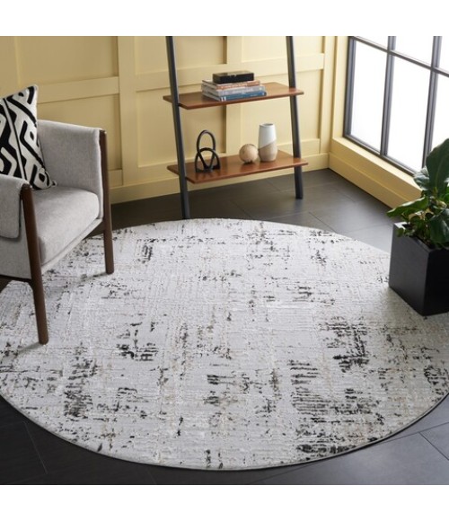 Safavieh Parker Light Grey / Black PRK100 6 ft. 7 in. X 6 ft. 7 in. Round Rug