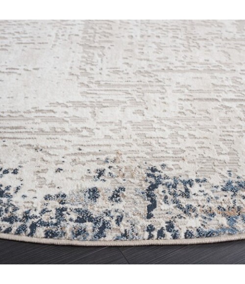 Safavieh Parker Taupe / Ivory Blue PRK101 6 ft. 7 in. X 6 ft. 7 in. Round Rug