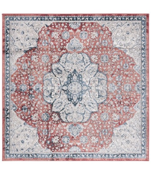 Safavieh Rosewood Ivory / Red ROW104 6 ft. 7 in. X 6 ft. 7 in. Square Rug