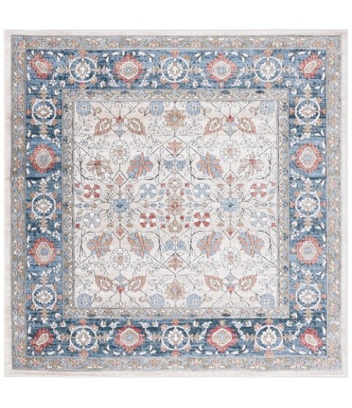Safavieh Rosewood Ivory / Blue Rug ROW106 6 ft. 7 in. X 6 ft. 7 in. Square - Rugs Town Safavieh Rosewood Ivory / Blue ROW106 6 ft. 7 in. X 6 ft. 7 in. Square Rug