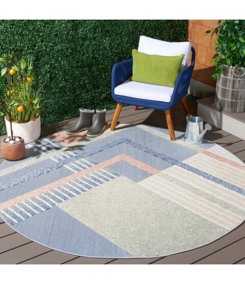 Safavieh Sarasota Blue / Light Green SAR102 6 ft. 7 in. X 6 ft. 7 in. Round Rug