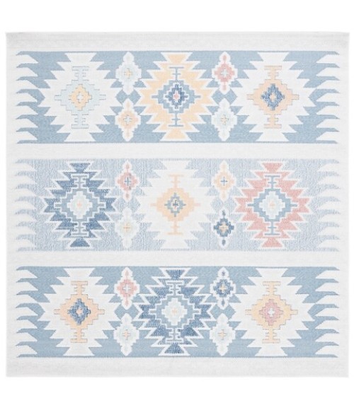 Safavieh Sarasota Light Blue / Grey SAR114 6 ft. 7 in. X 6 ft. 7 in. Square Rug