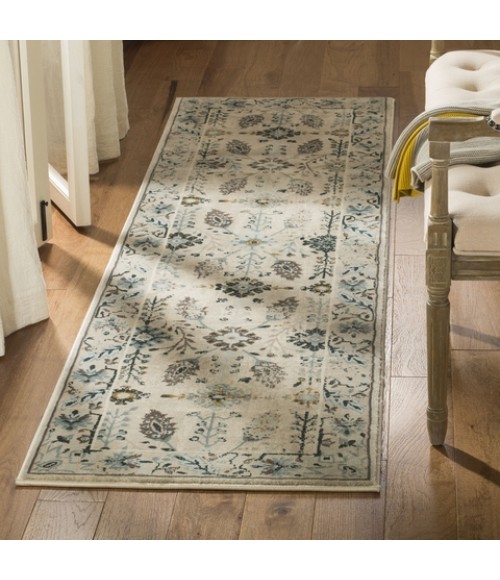 Safavieh Serenity Cream / Turquoise SER208 2 ft. 3 in. X 8 ft. Runner Rug