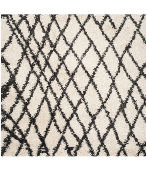 Safavieh Belize Shag SGB484 Ivory / Charcoal 6'-7" X 6'-7" Square Area Rug