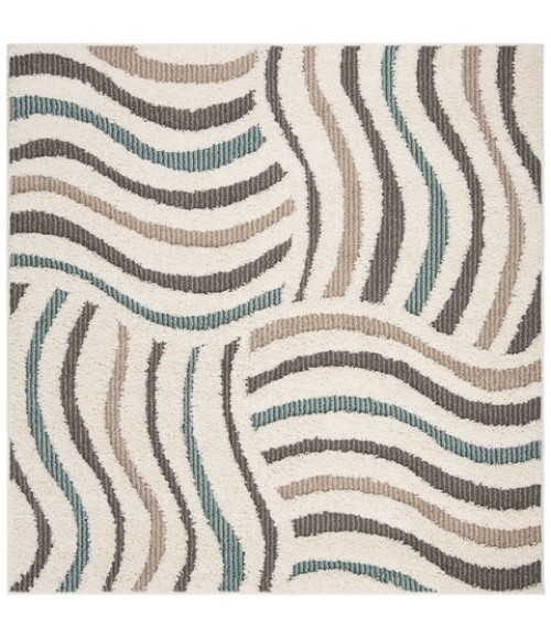Safavieh Santorini Shag Cream / Multi SGG178 6 ft. 7 in. X 6 ft. 7 in. Square Rug