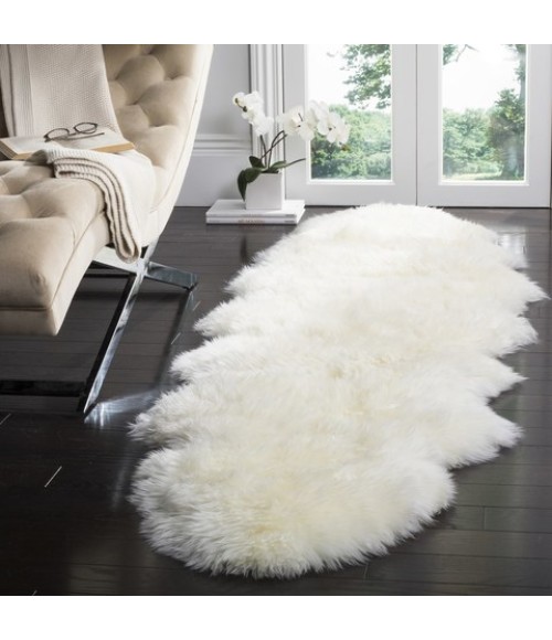 Safavieh Sheep Skin White Rug SHS121 2 ft. X 8 ft. 5 in. Runner - Rugs Town Safavieh Sheep Skin White SHS121 2 ft. X 8 ft. 5 in. Runner Rug