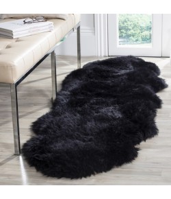 Safavieh Sheep Skin Midnight Black SHS121 2 ft. X 6 ft. Runner Rug