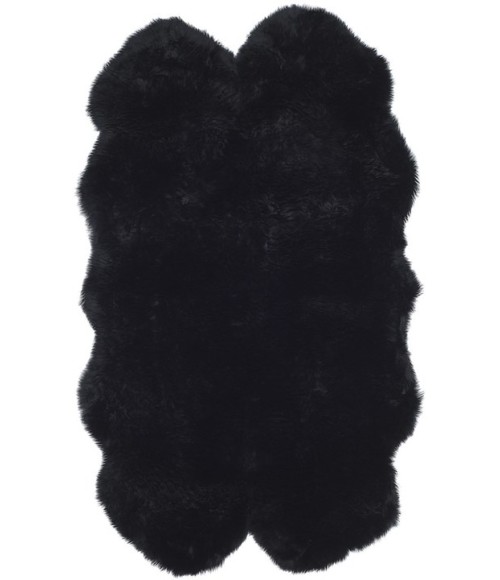 Safavieh Sheep Skin Midnight Black SHS121 3 ft. 7 in. X 6 ft. 0 in. Rectangle Rug