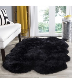 Safavieh Sheep Skin Midnight Black SHS121 3 ft. 7 in. X 6 ft. 0 in. Rectangle Rug