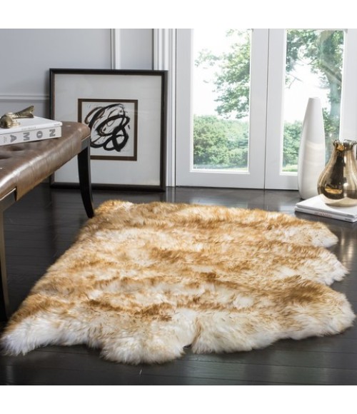 Safavieh Sheep Skin Off White / Coco Brown SHS121 3 ft. X 5 ft. Rectangle Rug