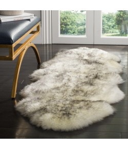 Safavieh Sheep Skin Ivory / Smoke Grey SHS121 2 ft. X 6 ft. Runner Rug