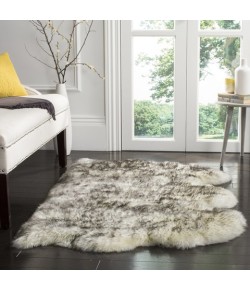 Safavieh Sheep Skin Ivory / Smoke Grey SHS121 3 ft. X 5 ft. Rectangle Rug