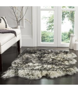 Safavieh Sheep Skin Ivory / Dark Charcoal SHS121 3 ft. X 5 ft. Rectangle Rug