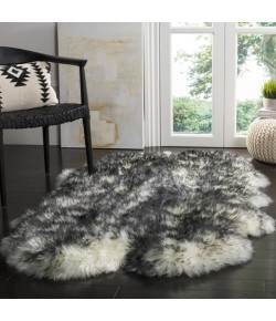 Safavieh Sheep Skin Ivory / Dark Charcoal SHS121 3 ft. 7 in. X 6 ft. 0 in. Rectangle Rug