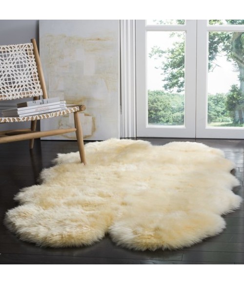 Safavieh Sheep Skin Champagne SHS121 3 ft. 7 in. X 6 ft. 0 in. Rectangle Rug