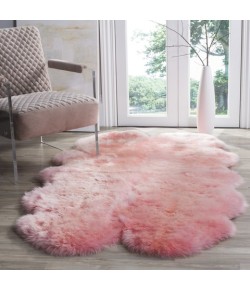 Safavieh Sheep Skin Solid Pink SHS121 3 ft. 7 in. X 6 ft. 0 in. Rectangle Rug