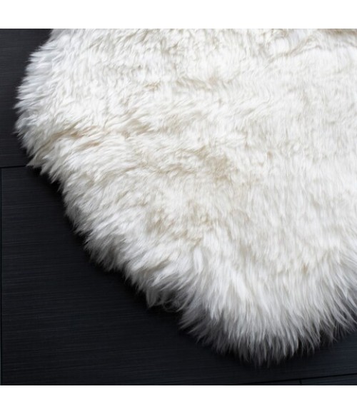 Safavieh Sheep Skin Natural / White Rug SHS211 2 ft. X 8 ft. Runner - Rugs Town Safavieh Sheep Skin Natural / White SHS211 2 ft. X 8 ft. Runner Rug