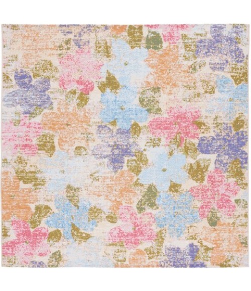Safavieh Summer Blue / Pink Rug SMR410 6 ft. 7 in. X 6 ft. 7 in. Square - Rugs Town Safavieh Summer Blue / Pink SMR410 6 ft. 7 in. X 6 ft. 7 in. Square Rug