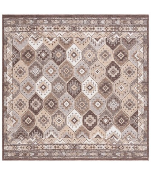 Safavieh Sunrise Ivory / Beige Brown SUN630 6 ft. 7 in. X 6 ft. 7 in. Square Rug