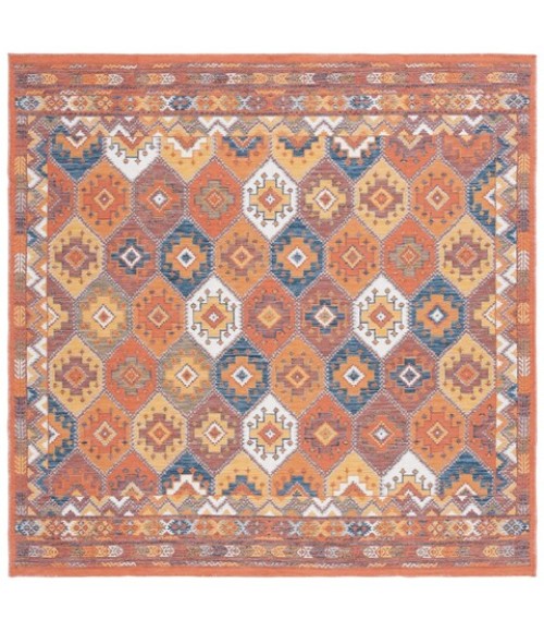 Safavieh Sunrise Gold / Rust Blue SUN630 6 ft. 7 in. X 6 ft. 7 in. Square Rug