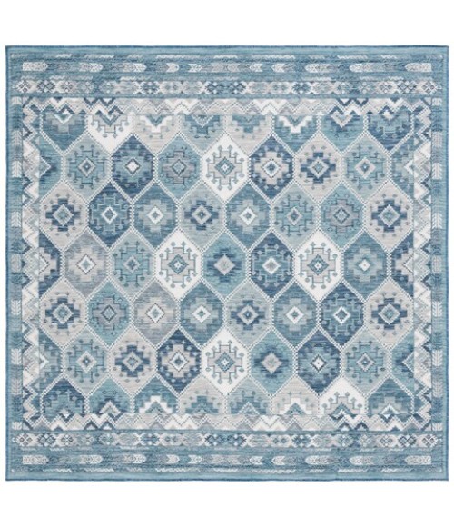 Safavieh Sunrise Grey / Blue Ivory SUN630 6 ft. 7 in. X 6 ft. 7 in. Square Rug