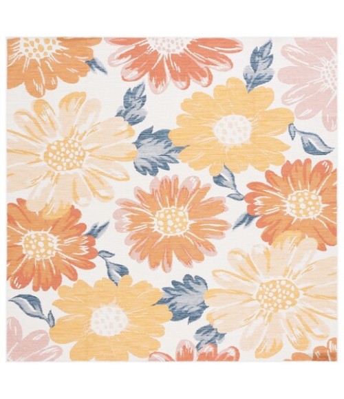 Safavieh Sunrise Ivory / Rust Gold SUN689 6 ft. 7 in. X 6 ft. 7 in. Square Rug