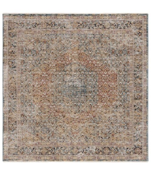 Safavieh Silverado Blue / Rust SVD106 6 ft. 4 in. X 6 ft. 4 in. Square Rug