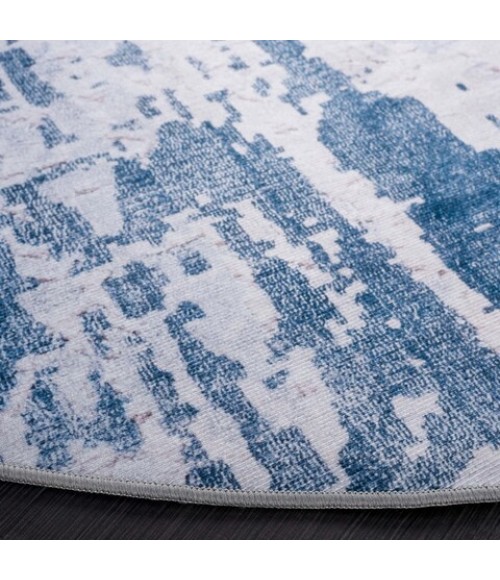 Safavieh Tacoma Grey / Navy TAC864 6 ft. X 6 ft. Round Rug