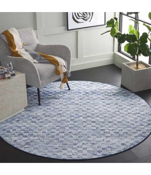 Safavieh Tacoma Grey / Aqua Rug TAC917 6 ft. X 6 ft. Round - Rugs Town Safavieh Tacoma Grey / Aqua TAC917 6 ft. X 6 ft. Round Rug