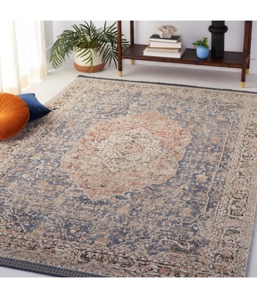 Safavieh Vivaldi Blue / Rust Rug VIV565 5 ft. 3 in. X 7 ft. 6 in. Rectangle - Rugs Town Safavieh Vivaldi Blue / Rust VIV565 5 ft. 3 in. X 7 ft. 6 in. Rectangle Rug