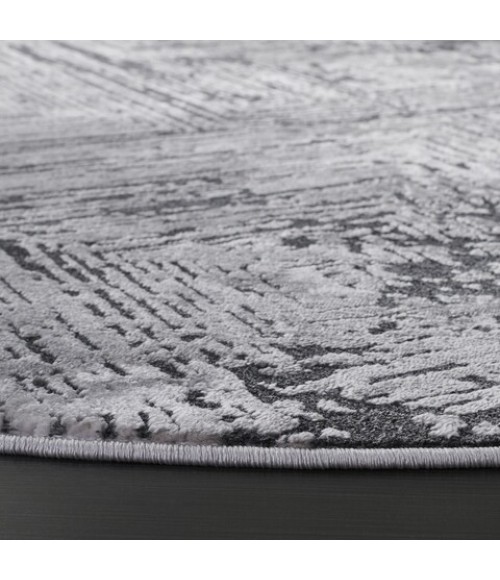 Safavieh Whisper Grey / Dark Grey WHS814 6 ft. 7 in. X 6 ft. 7 in. Round Rug