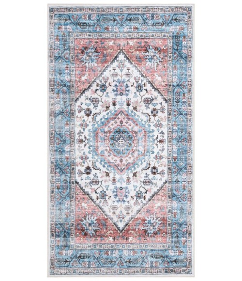 Safavieh Washable Printed Rug Turquoise / Red Rug WPR322 3 ft. X 5 ft. Rectangle - Rugs Town Safavieh Washable Printed Rug Turquoise / Red WPR322 3 ft. X 5 ft. Rectangle Rug
