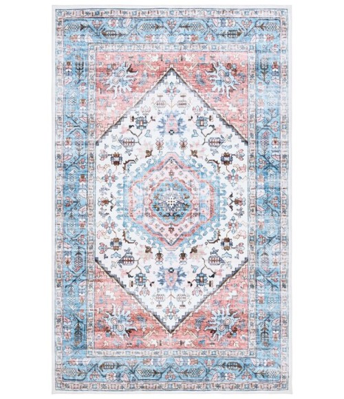 Safavieh Washable Printed Rug Turquoise / Red Rug WPR322 4 ft. X 6 ft. Rectangle - Rugs Town Safavieh Washable Printed Rug Turquoise / Red WPR322 4 ft. X 6 ft. Rectangle Rug