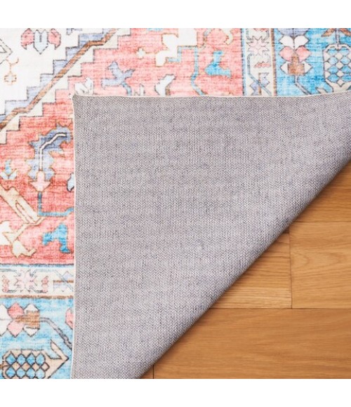 Safavieh Washable Printed Rug Turquoise / Red Rug WPR322 4 ft. X 6 ft. Rectangle - Rugs Town Safavieh Washable Printed Rug Turquoise / Red WPR322 4 ft. X 6 ft. Rectangle Rug