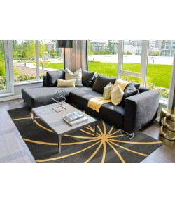Surya Forum FM7181 Mustard Charcoal Area Rug 9 ft. 9 in. Round