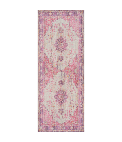 Livabliss Antioch AIC2305 Bright Pink Light Gray Area Rug 3 ft. 2 in. X 8 ft. 2 in. Runner