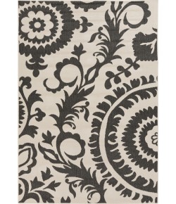 Surya Alfresco ALF9612 Black Cream Area Rug 2 ft. 5 in. X 11 ft. 10 in. Runner