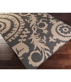 Livabliss Alfresco ALF9615 Black Camel Area Rug 5 ft. 3 in. Round