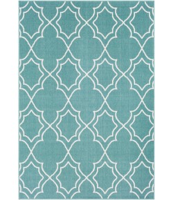 Surya Alfresco ALF9653 Teal White Area Rug 2 ft. 5 in. X 7 ft. 10 in. Runner