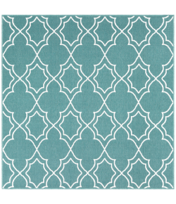 Surya Alfresco ALF9653 Teal White Area Rug 7 ft. 3 in. Square