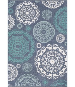 Livabliss Alfresco ALF9666 Charcoal Aqua Area Rug 7 ft. 3 in. Square