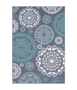 Livabliss Alfresco ALF9666 Charcoal Aqua Area Rug 2 ft. 5 in. X 4 ft. 5 in. Rectangle