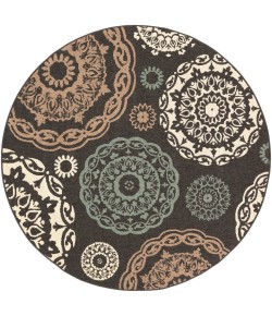 Surya Alfresco ALF9668 Black Sea Foam Area Rug 8 ft. 10 in. Round