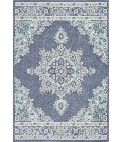 Livabliss Alfresco ALF9670 Charcoal Aqua Area Rug 5 ft. 3 in. Round