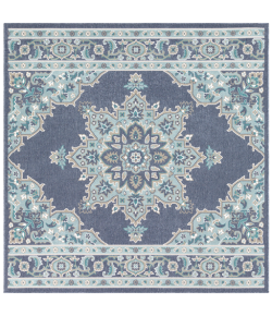 Livabliss Alfresco ALF9670 Charcoal Aqua Area Rug 7 ft. 3 in. Square