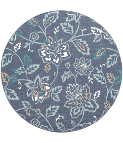 Livabliss Alfresco ALF9673 Charcoal Aqua Area Rug 5 ft. 3 in. Round